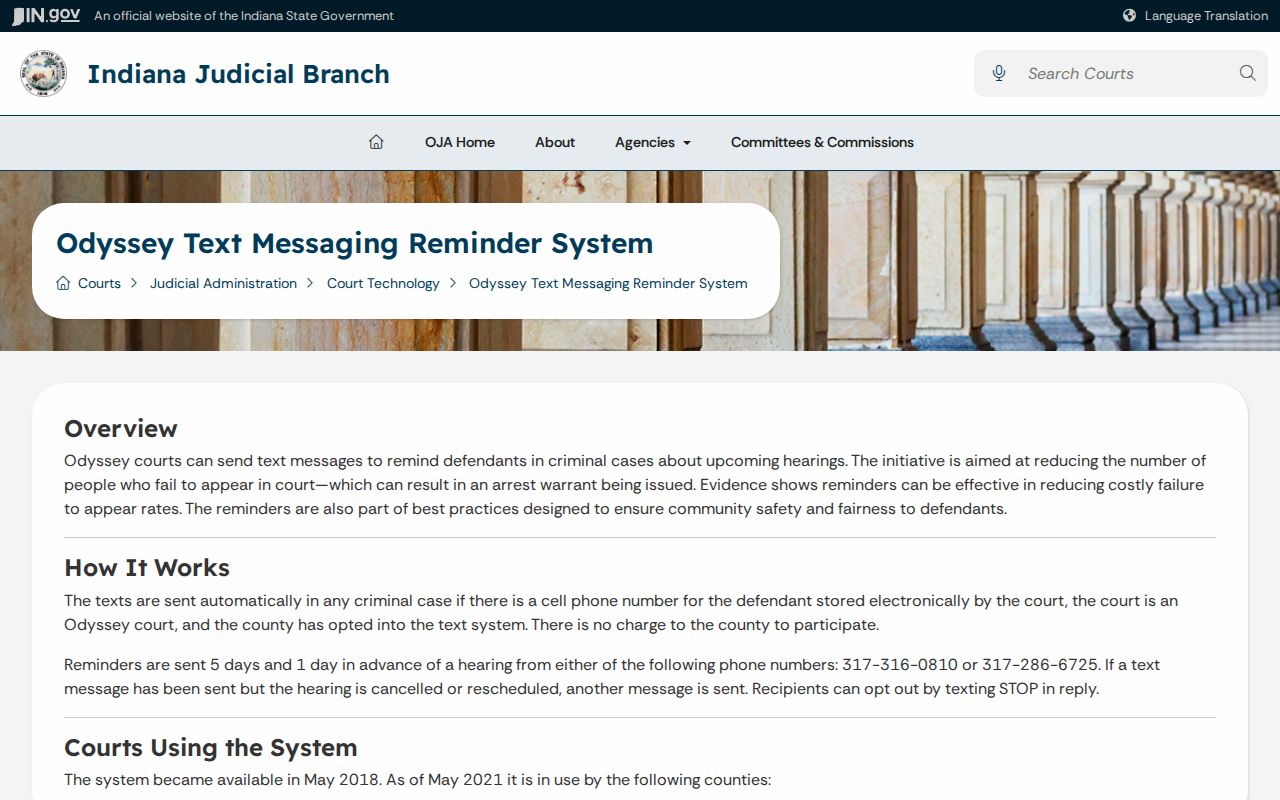 Miami County bench warrant hearing reminder service information